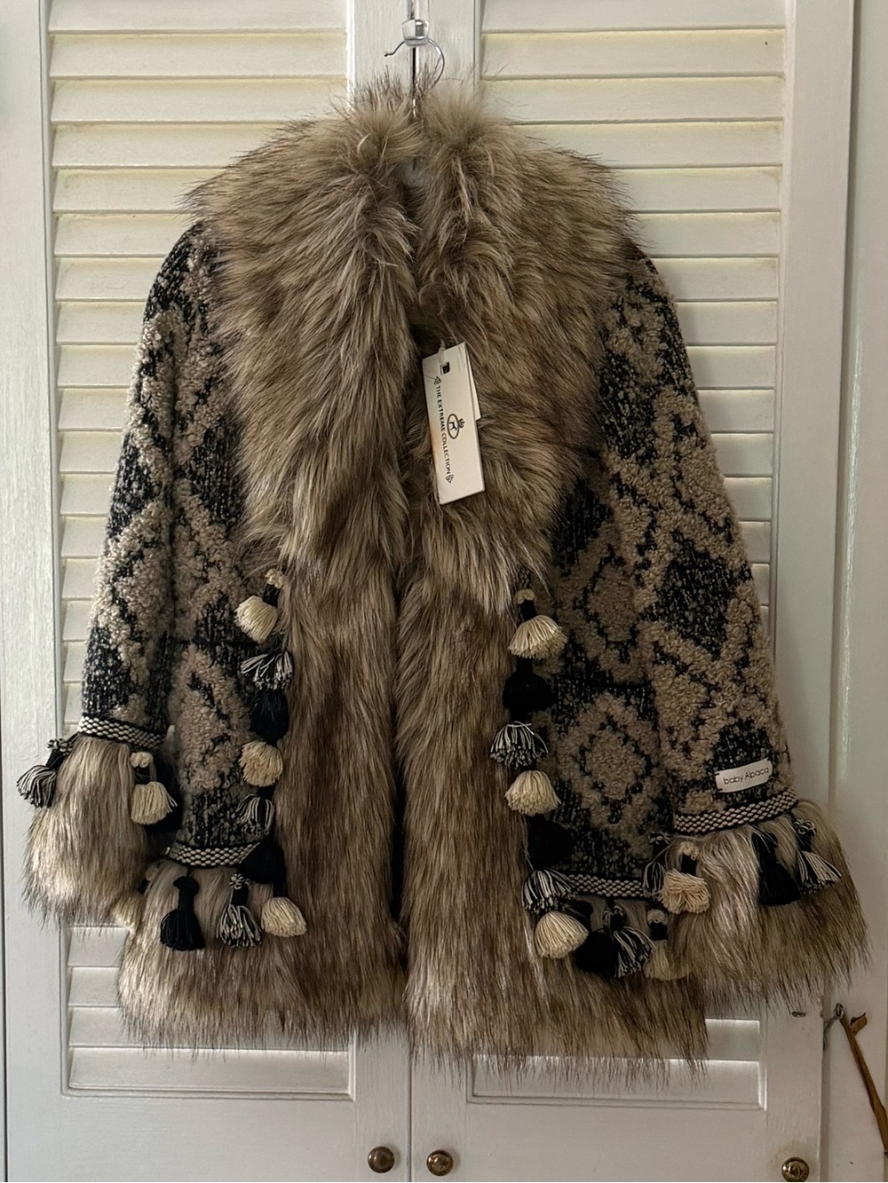 THE EXTREME COLLECTION BABY ALPACA JACKET w/ TASSELS XL // RARE !!